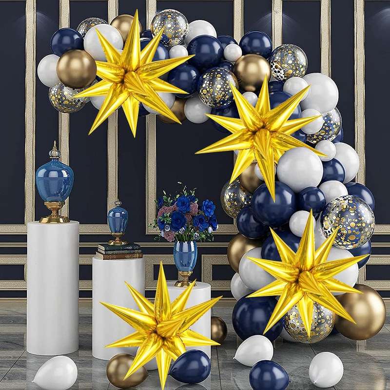 8 Pack Star Balloons Burst Star Aluminium Foil Birthday Wedding Party Supply - Gold