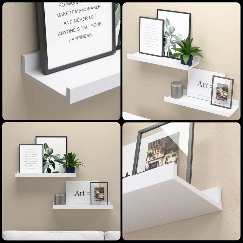 6 Pack Floating Shelves With Lips Hanging Wall Decor For Bedroom Bathroom - Modern Black