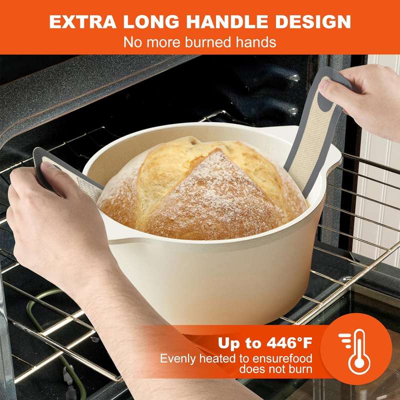 Silicone Bread Sling For Dutch Oven Liners Soudough Baking Mat - 2 Pack