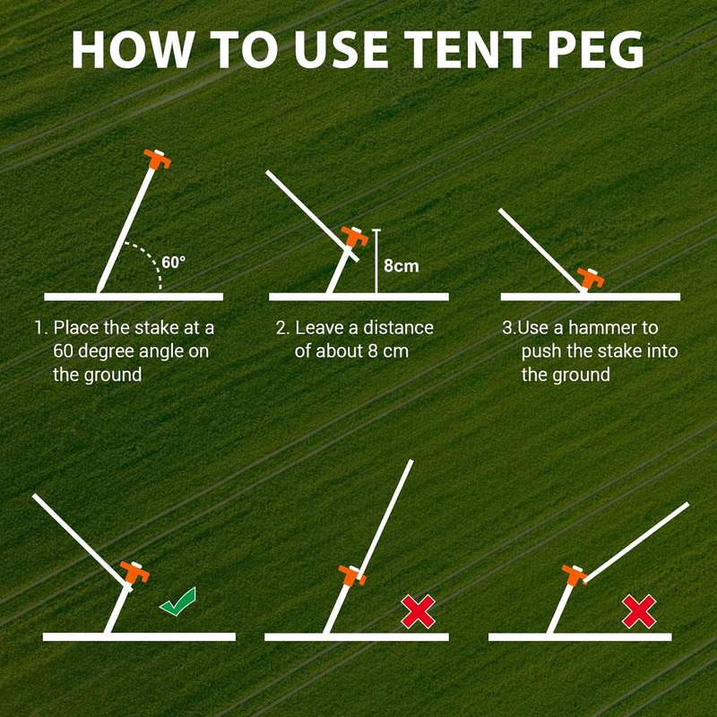 10 Pack Tent Stakes Heavy Duty Pegs 27cm For Camping Yard With 12m Ropes