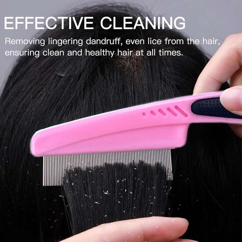 2 Pack Dandruff Comb Stainless Steel Fine Tooth Professional Lice Remover