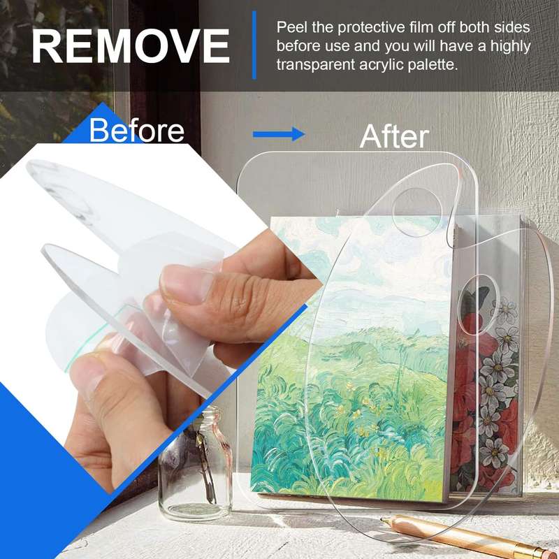 2 Pack Clear Acrylic Paint Palette With Thumb Hole 30x20cm Easy Clean Art