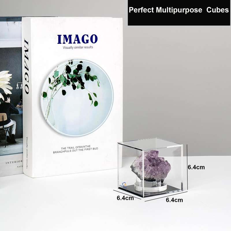 2 Pack Clear Acrylic Storage Box With Lid For Tiny Jewelry Candy Pill-6.5cm