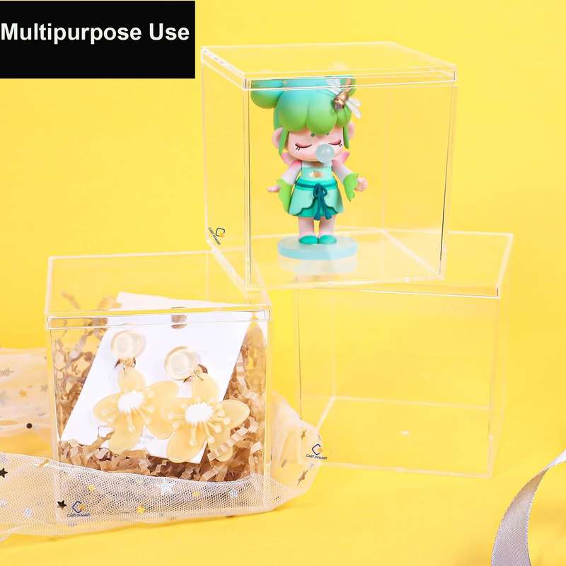 2 Pack Clear Acrylic Storage Box With Lid For Tiny Jewelry Candy Pill-6.5cm