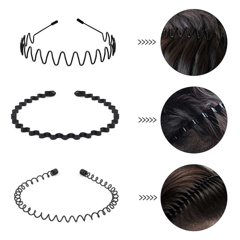 6 Pieces Metal Headbands Wavy Hairband Spring Hair Hoop For Sports Fashion