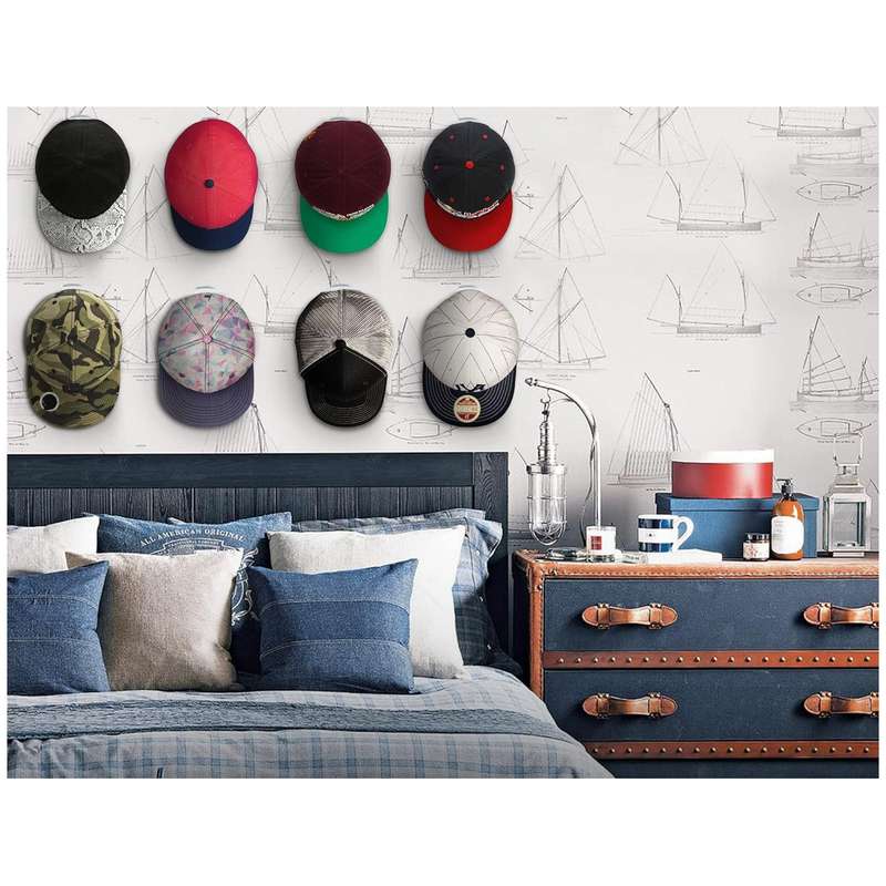 16 Pack Adhesive Hat Hooks For Hanging Caps Headphones Organiser For Wall - Black