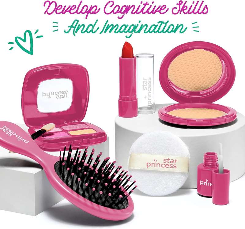 22 Piece Little Girls Purse With Pretend Play Fake Makeup Toddler Accessories - Premium Purple