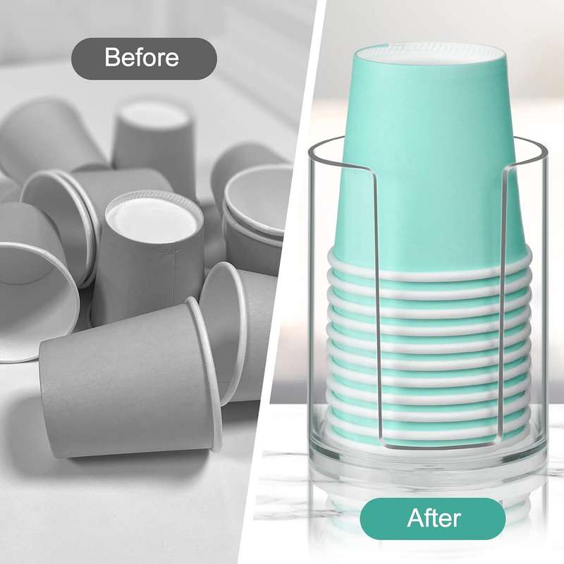 2 Pack Clear Acrylic Bathroom Cup Holder Mouthwash Paper Cups Dispenser