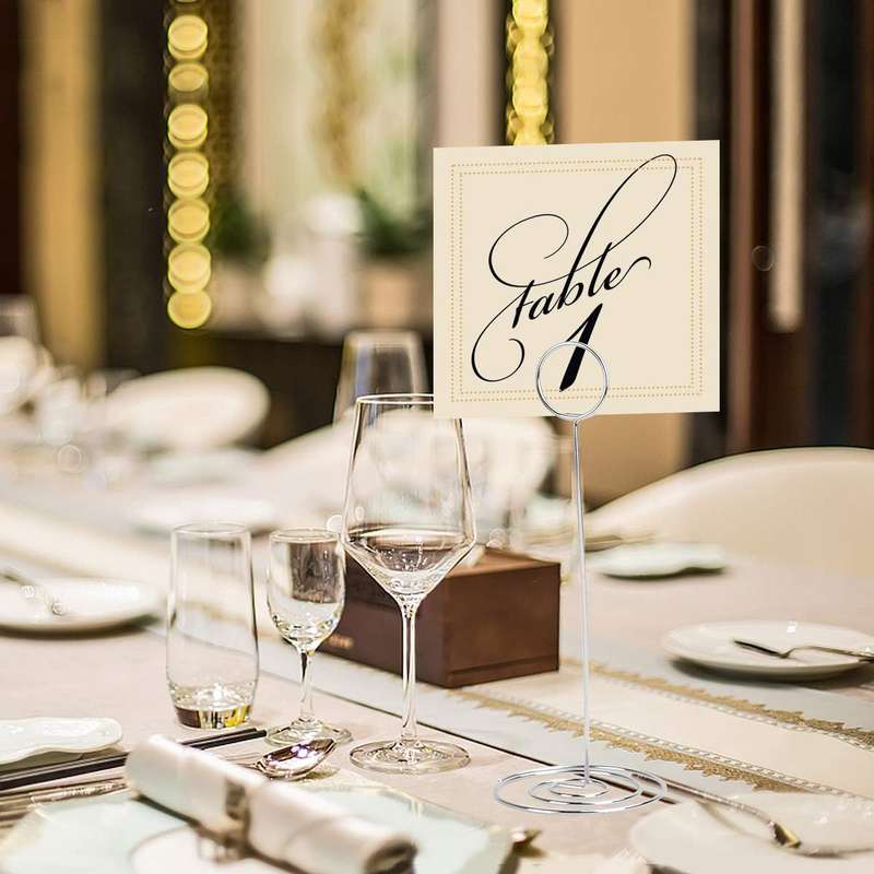 12 Pack Table Number Holders 22cm Tall Place Card Photo Menu Stand-Silver