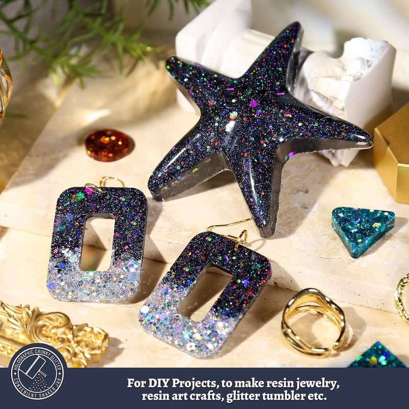 Holographic Chunky Glitter Metallic Bulk Laser Sequin For Nail Craft 150g