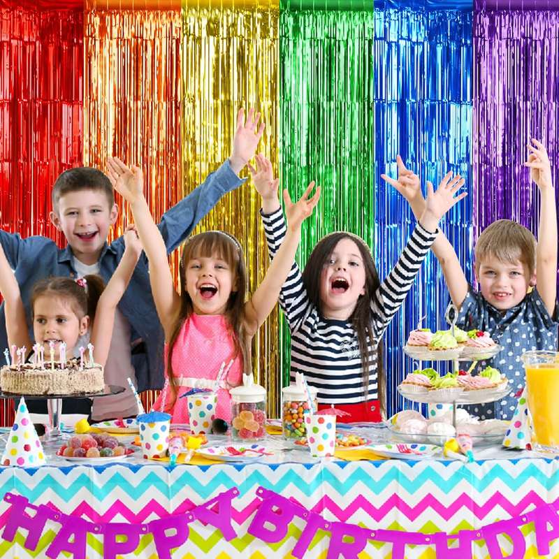 2 Pack Premium Foil Fringe Curtain Backdrop Tinsel Party Decoration -1x2m