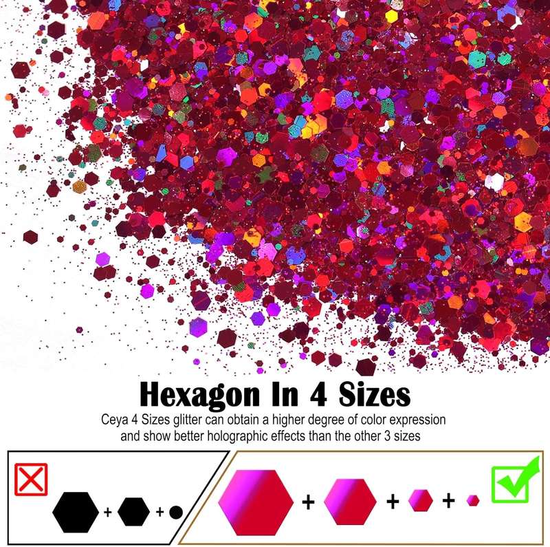 Holographic Chunky Glitter Metallic Bulk Laser Sequin For Nail Craft 150g