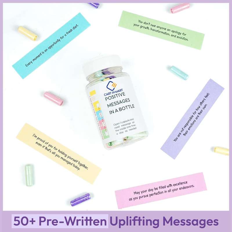 50 Pre-Written Positive Messages in a Bottle Motivational Quotes Gift