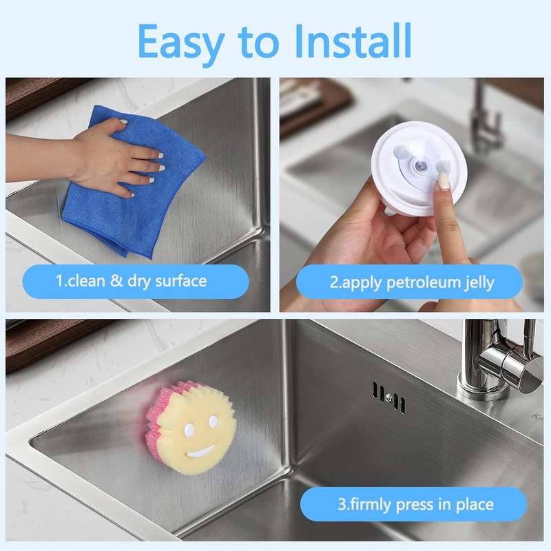 Sponge Holder For Kitchen Sink Bathroom Suction Cup - Smiley Face - 2 Pack