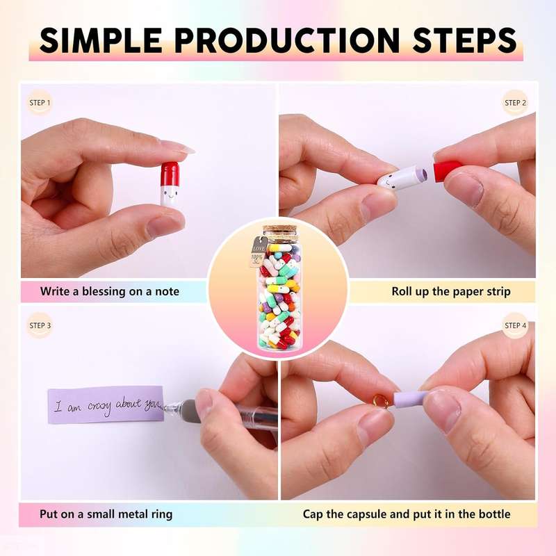 100 Piece Cute Capsule Letter Message In Bottle Love Notes - Sentimental Gift