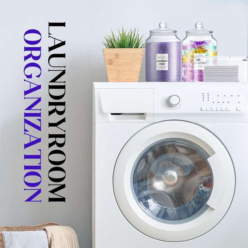 Glass Jars & Dryer Sheet Holder Laundry Room Organisation With Lid, Labels