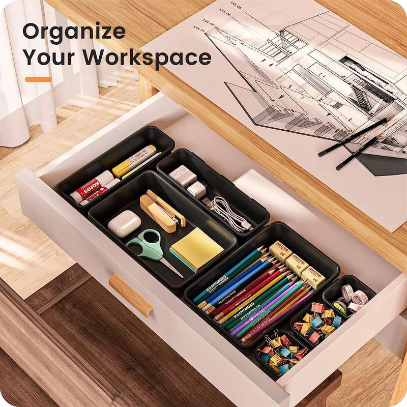 Plastic Drawer Organiser Storage Bins For Makeup Bathroom Utensils - 22 Piece