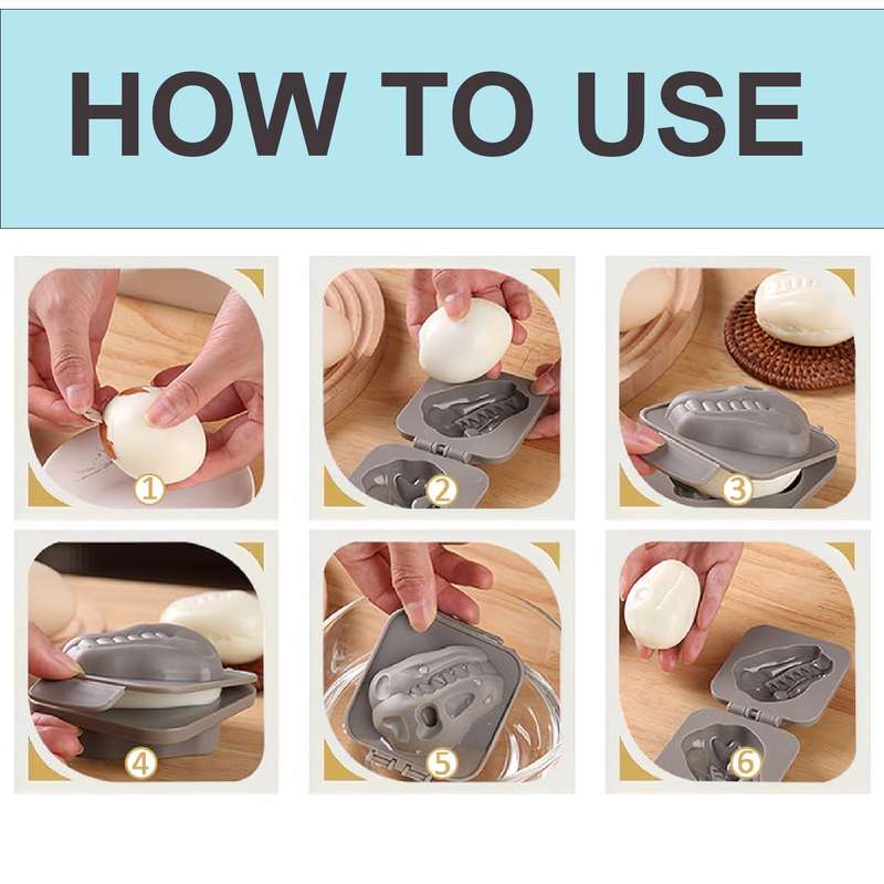 2 Pack Dino Hard Boiled Egg Mold 3D Dinosaur Shaped Skull Egg Press Mould