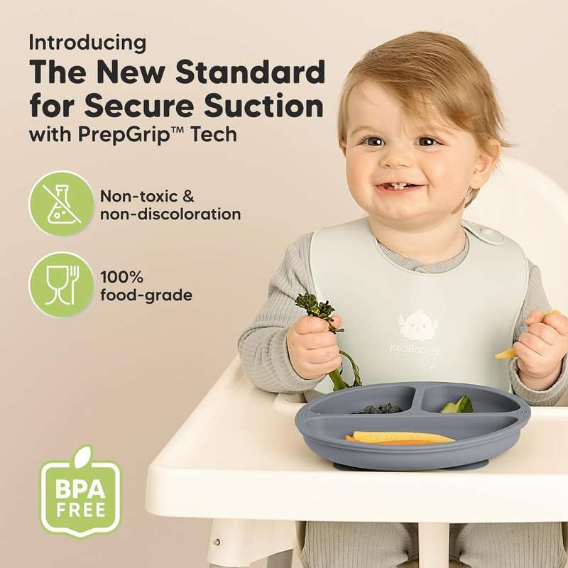 2 Pack (8 Piece) Silicone Baby Feeding Set Suction Plates Spoons Forks Cups