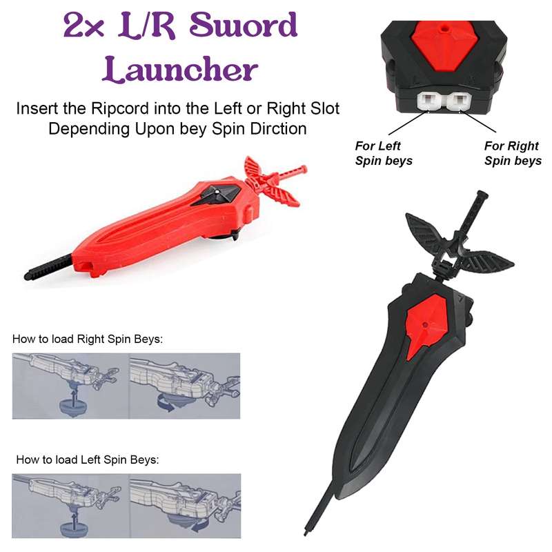 4 Pack Bey Burst Sword Launchers Set For Battle Bey Top Gyros