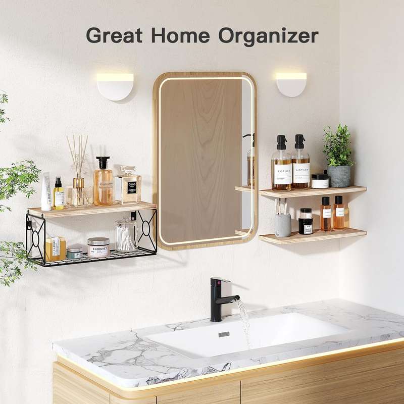 3 Pack Bathroom Floating Shelves For Wall Mounted Over Toilet- Rustic Brown
