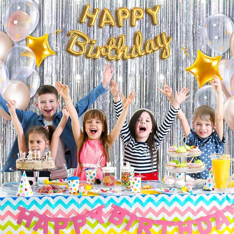 2 Pack Premium Foil Fringe Curtain Backdrop Tinsel Party Decoration -1x2m