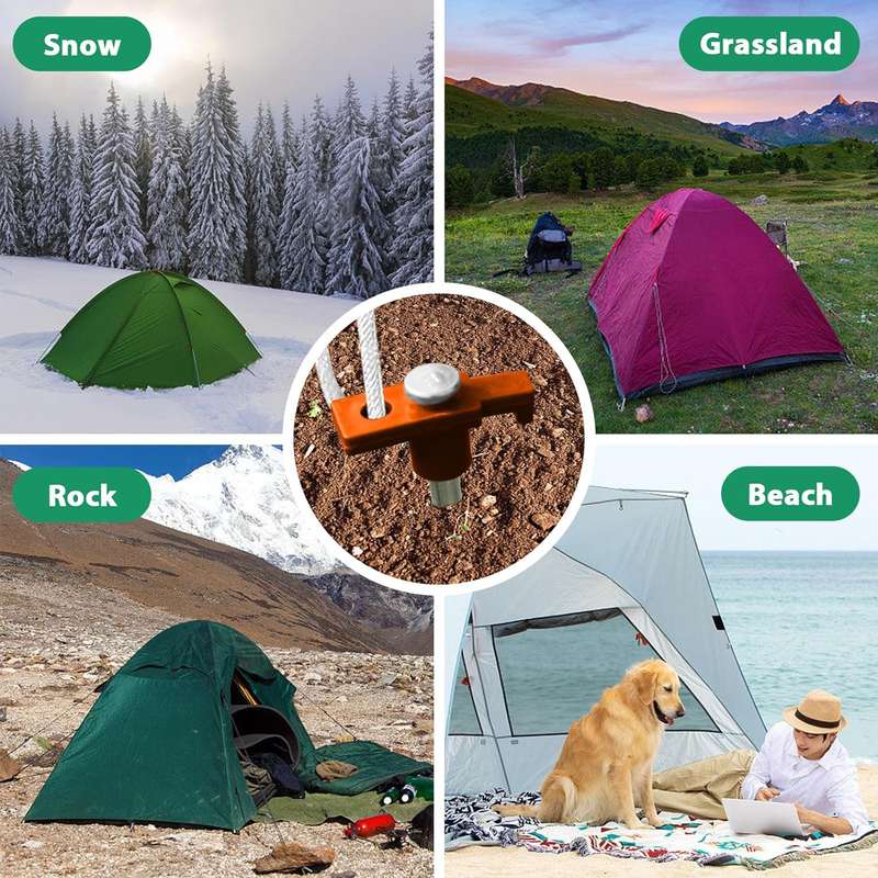 10 Pack Tent Stakes Heavy Duty Pegs 27cm For Camping Yard With 12m Ropes