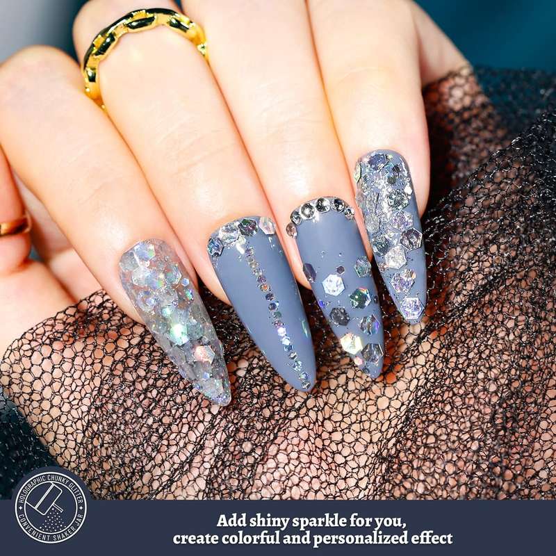 Holographic Chunky Glitter Metallic Bulk Laser Sequin For Nail Craft 150g