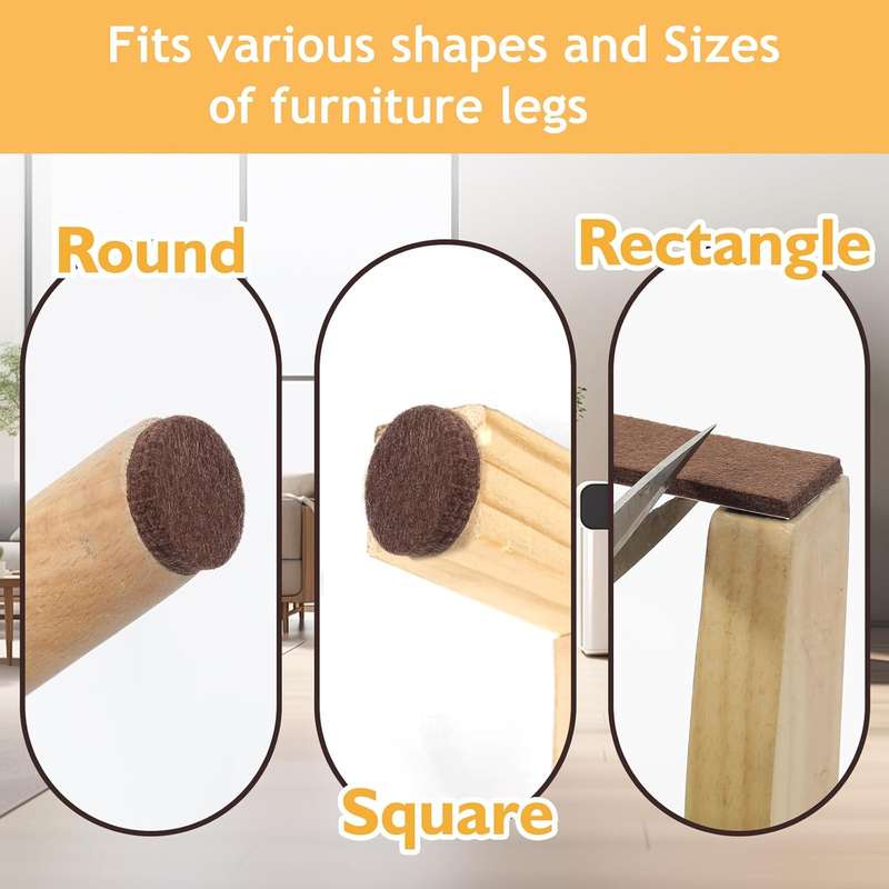 133 Piece Premium Felt Furniture Pads Wood Floor Protectors- Brown & Beige