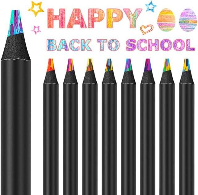 8 Piece Rainbow Colouring Pencils Jumbo Multi Colored Pencils & Sharpner