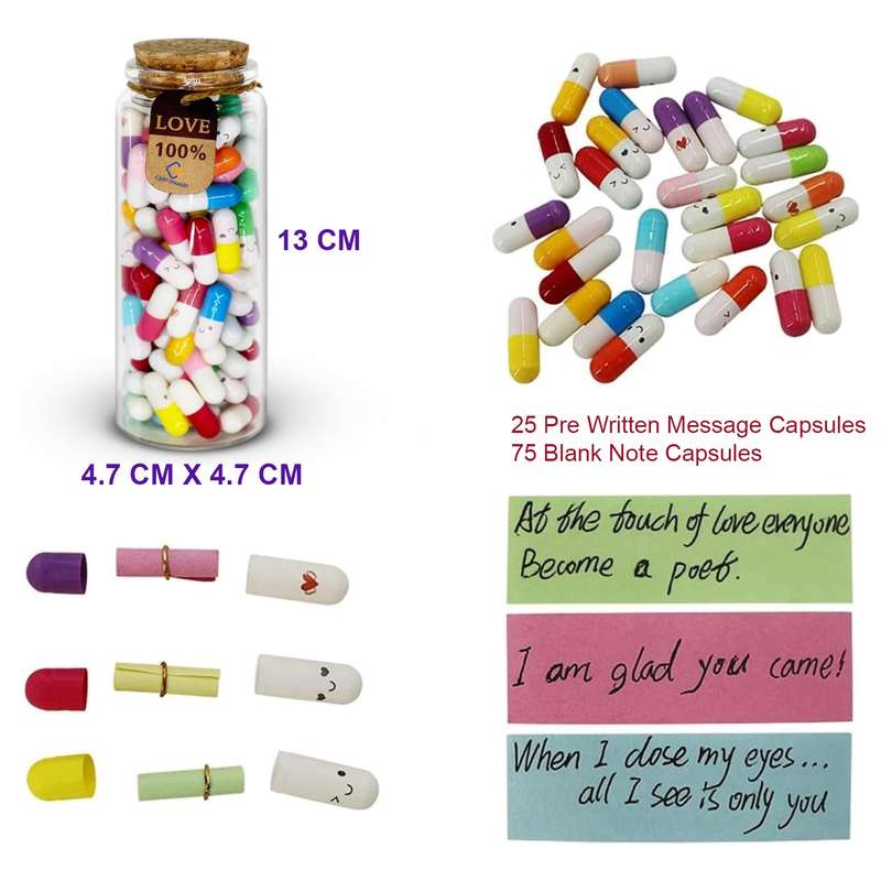 100 Piece Cute Capsule Letter Message In Bottle Love Notes - Sentimental Gift