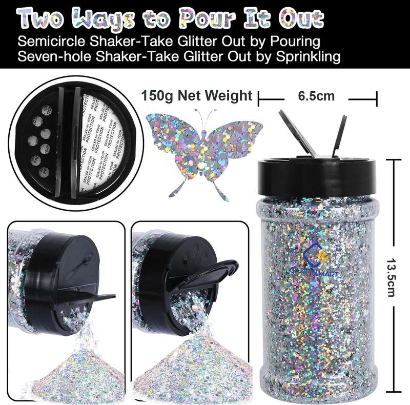 Holographic Chunky Glitter Metallic Bulk Laser Sequin For Nail Craft 150g