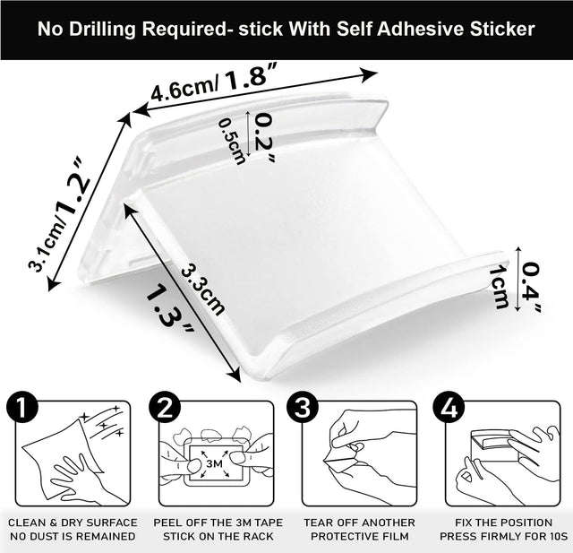 16 Pack Adhesive Hat Hooks For Hanging Caps Headphones Organiser For Wall - Clear