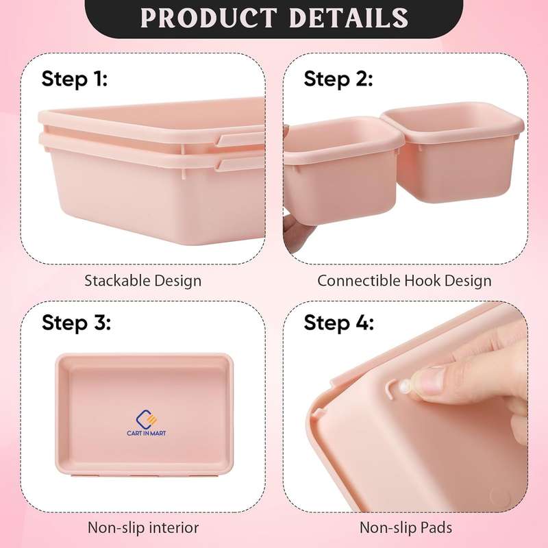 Plastic Drawer Organiser Storage Bins For Makeup Bathroom Utensils - 22 Piece