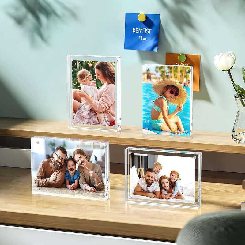 5 Pack Magnetic Acrylic Clear Picture Frames 5x7" Dual Side Photo Frame