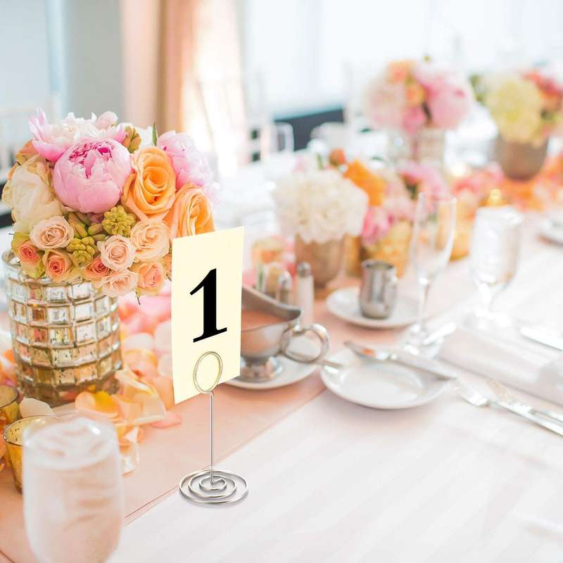 12 Pack Table Number Holders 22cm Tall Place Card Photo Menu Stand-Silver