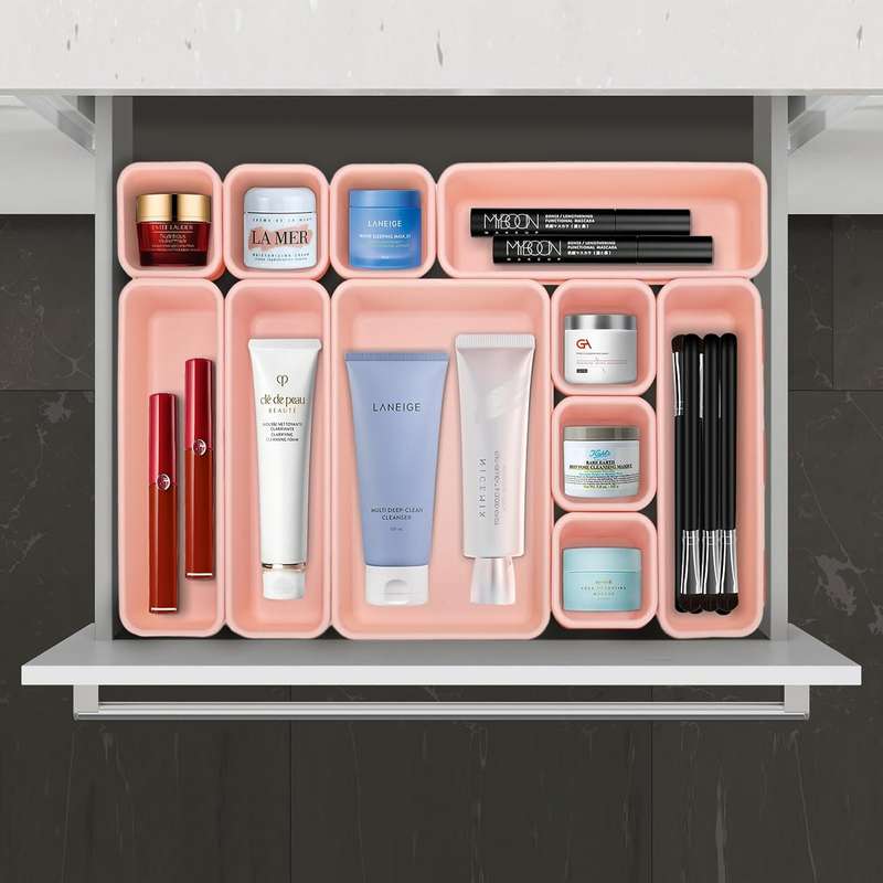 Plastic Drawer Organiser Storage Bins For Makeup Bathroom Utensils - 22 Piece