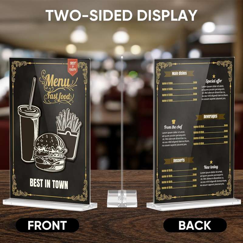 3 Pack 8.5x11 Clear Acrylic Sign Holder Double Sided Table Menu Frame Stand
