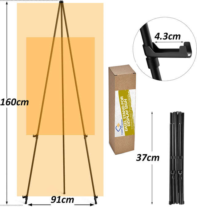 Folding Metal Easel Stand For Welcome Sign Display With Tripod Base-160cm