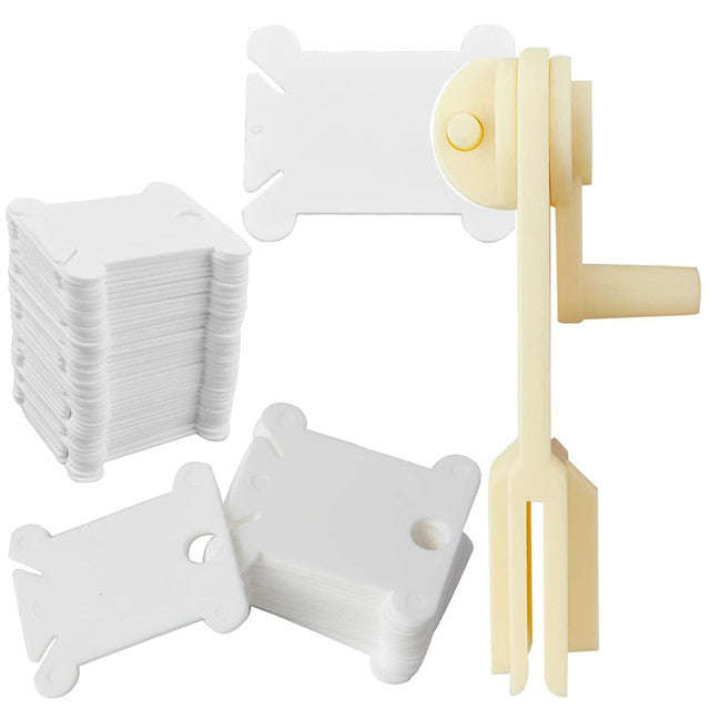 120 Pack Floss Bobbins With Winder For Cross Stitch Embroidery Sewing Craft