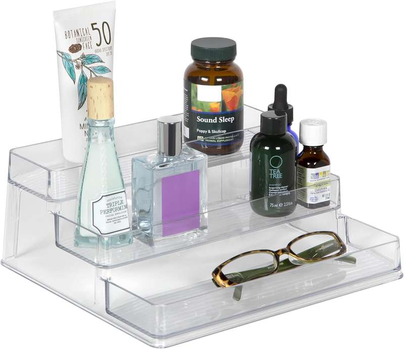 3 Tier Clear Acrylic Spice Rack Organiser With 12 Jars 24 Labels & Marker