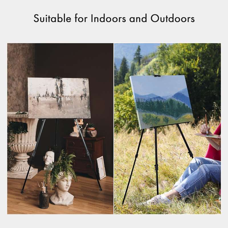 Folding Metal Easel Stand for Painting Art Sign Display Tripod with Bag - 155cm