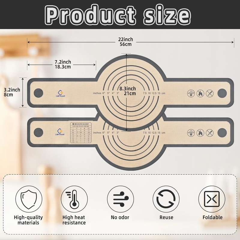 Silicone Bread Sling For Dutch Oven Liners Soudough Baking Mat - 2 Pack