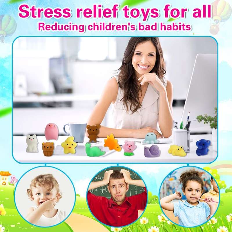 80 Pack Mochi Squishy Bulk Fidget Sensory Toy Party Favors for Kids
