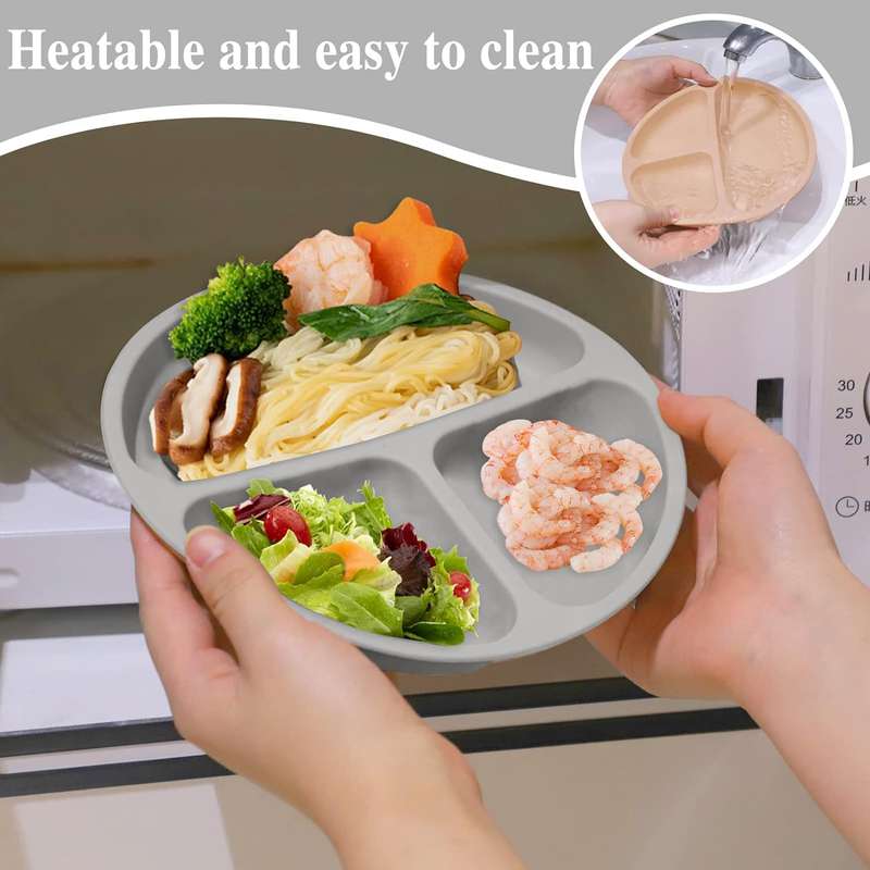 2 Pack (8 Piece) Silicone Baby Feeding Set Suction Plates Spoons Forks Cups