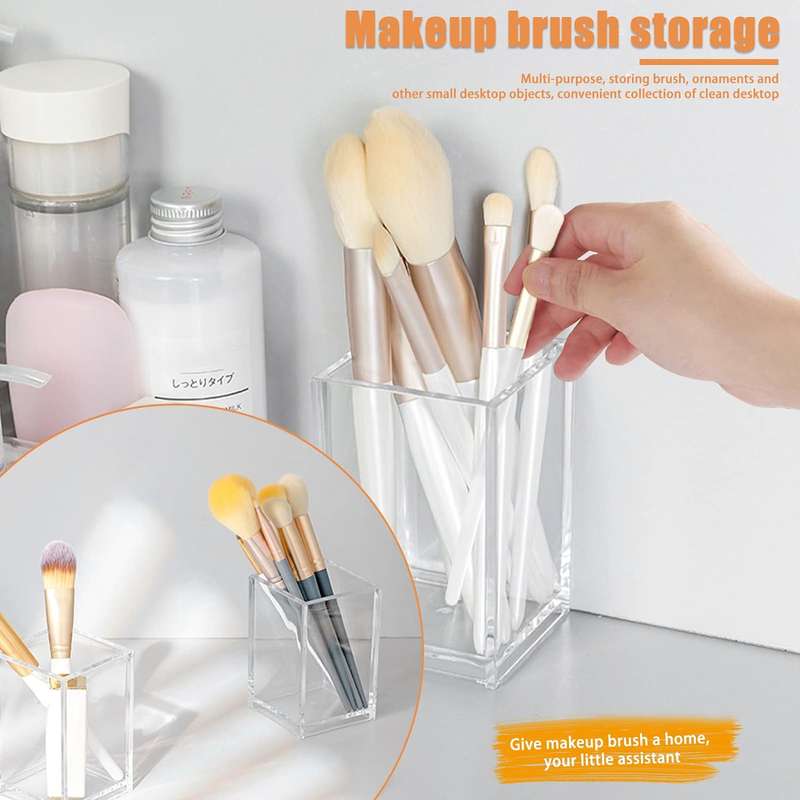 2 Pack Clear Acrylic Pencil Pen Holder Makeup Brush Organiser Home Office