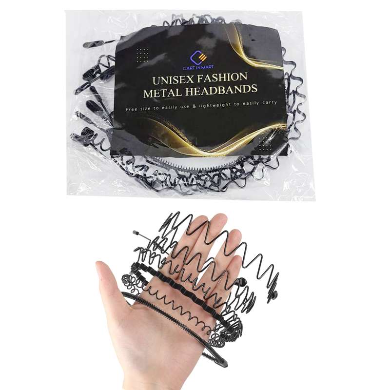 6 Pieces Metal Headbands Wavy Hairband Spring Hair Hoop For Sports Fashion