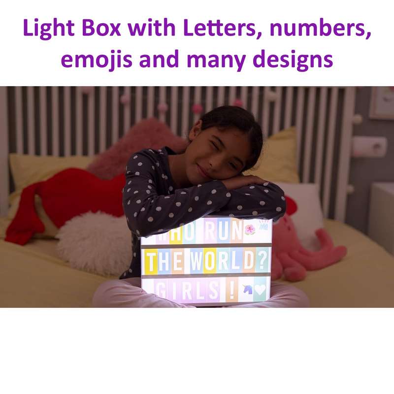 Pink Cinema LED Light Box Home Office Decor With Letters ,Emojis & Markers