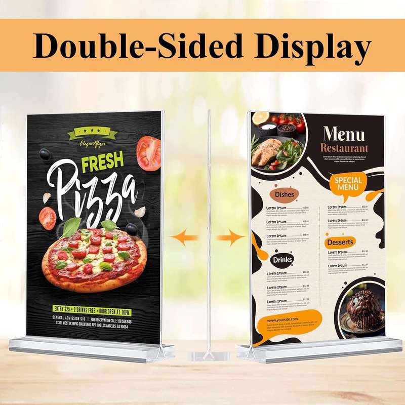 3 Pack 8.5x11 Clear Acrylic Sign Holder Double Sided Table Menu Frame Stand