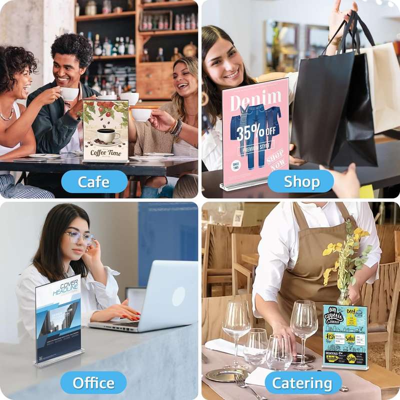3 Pack 8.5x11 Clear Acrylic Sign Holder Double Sided Table Menu Frame Stand